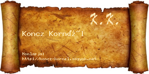 Koncz Kornél névjegykártya